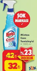 MİNTAX CAM TEMİZLEYİCİ 1 L fiyat ve kampanya bilgisi